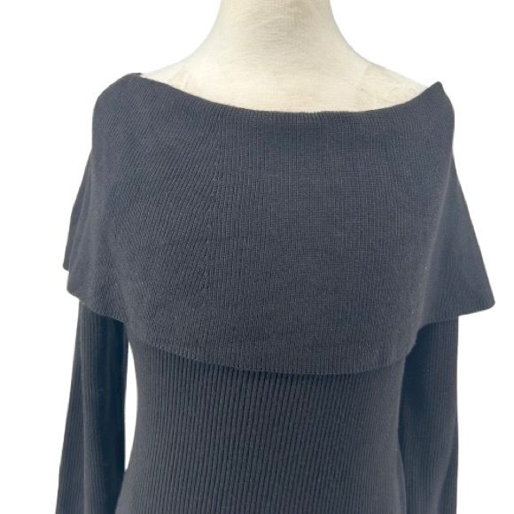 NWT White House Black Market Long Sleeve Bow Back Pullover Sweater Black Medium - Picture 9 of 15